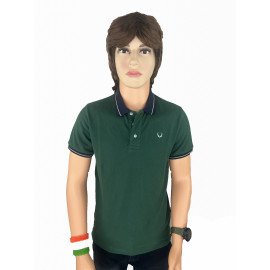 VAN MARLEE Men's Pure Cotton Half Sleeves Regular Fit Plain Solid Premium Polo Collar T-Shirt -Green