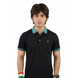 VAN MARLEE - Black Men’s Pure Cotton Half Sleeves Regular Fit Plain Solid Premium Polo Collar T-Shirt