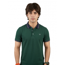 VAN MARLEE Green Color Men's Pure Cotton Half Sleeves Regular Fit Plain Solid Premium Polo Collar T-Shirt