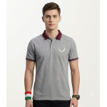VAN MARLEE - Grey Men’s Pure Cotton Half Sleeves Regular Fit Plain Solid Premium Polo Collar T-Shirt