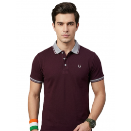 VAN MARLEE Merron Color Men's Pure Cotton Half Sleeves Regular Fit Plain Solid Premium Polo Collar T-Shirt