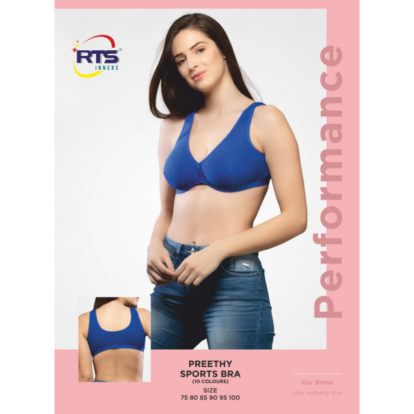 RTS Preethy Cotton Sports Bra (Minimum Order 5 Pcs Pack)