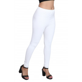 Cotton Drops - Leggings For Women & Girls (Cotton With Lycra) -White Color - Pack Of 1