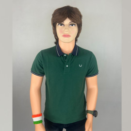 VAN MARLEE Men's Pure Cotton Half Sleeves Regular Fit Plain Solid Premium Polo Collar T-Shirt -Green