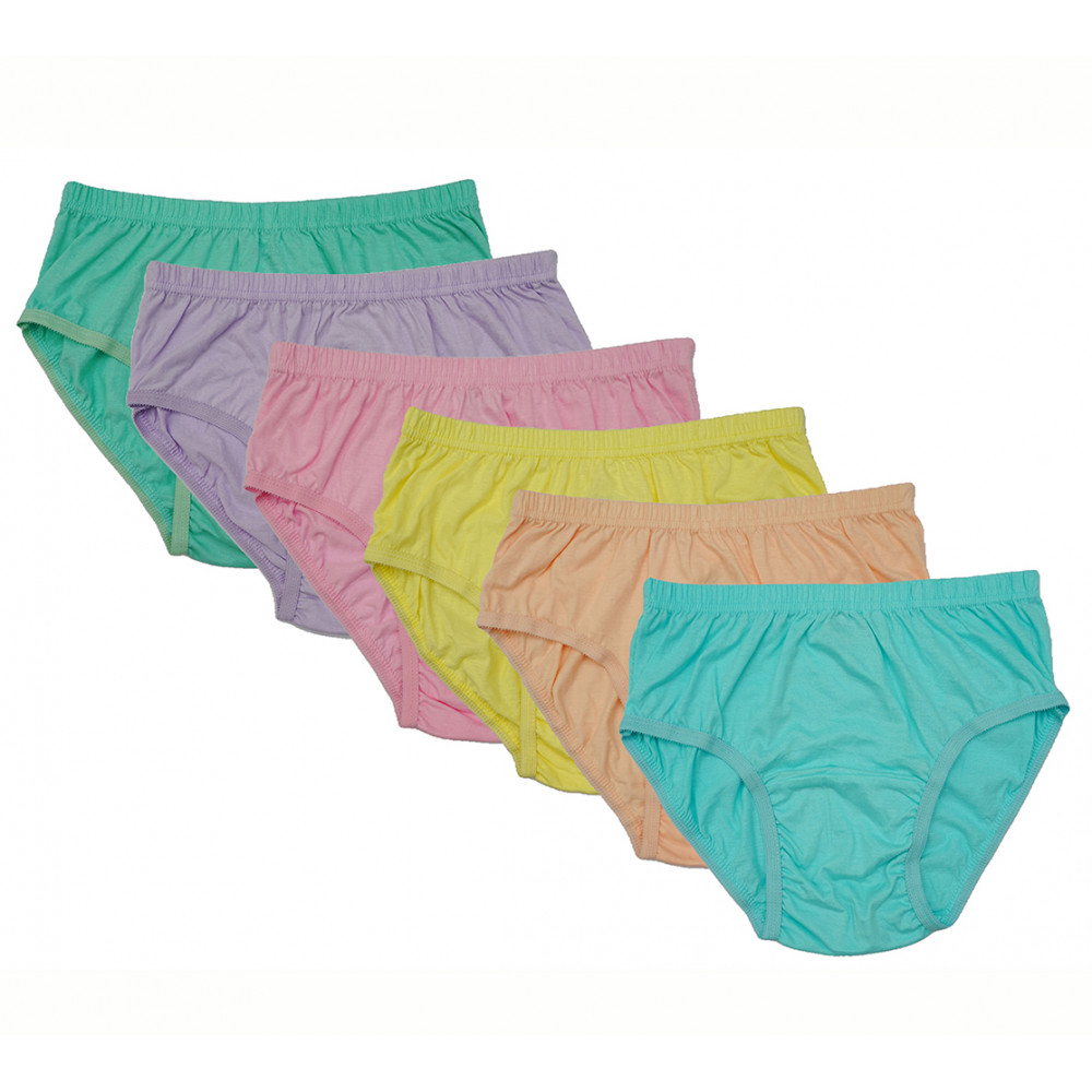 Blesso-Women's Cotton Hipster Plain Panties Inner Elastic with Leg Outer Elastic-Light Colours (Pack of 6) Yellow, Sandal, Light Green, Light Blue, Light Rose, Light Purple