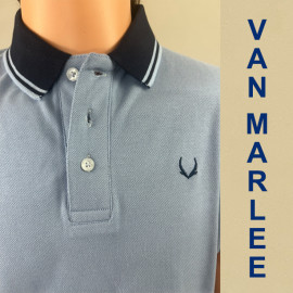 VAN MARLEE Men's Pure Cotton Half Sleeves Regular Fit Plain Solid Premium Polo Collar T-Shirt - LT Blue