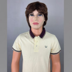 VAN MARLEE Men's Pure Cotton Half Sleeves Regular Fit Plain Solid Premium Polo Collar T-Shirt- Ivory