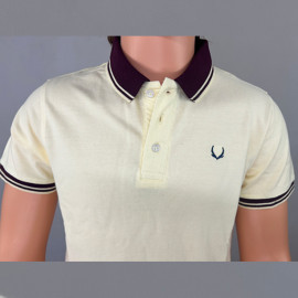 VAN MARLEE Men's Pure Cotton Half Sleeves Regular Fit Plain Solid Premium Polo Collar T-Shirt- Ivory
