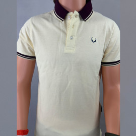 VAN MARLEE Men's Pure Cotton Half Sleeves Regular Fit Plain Solid Premium Polo Collar T-Shirt- Ivory