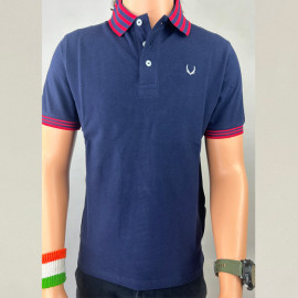VAN MARLEE Men's Pure Cotton Half Sleeves Regular Fit Plain Solid Premium Polo Collar T-Shirt - Navy