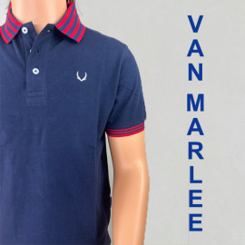 VAN MARLEE Men's Pure Cotton Half Sleeves Regular Fit Plain Solid Premium Polo Collar T-Shirt - Navy